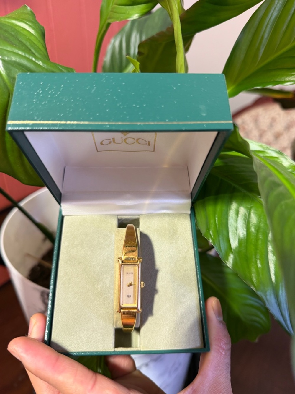 Gucci Gold-Tone Slim Bangle Watch with Champagne Dial
